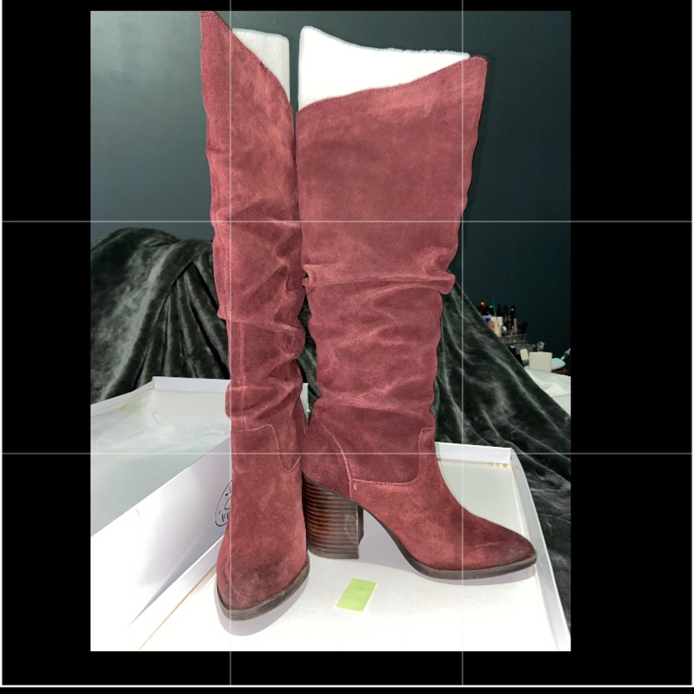 Steve Madden Burgundy Suede Savas Boot Size 8